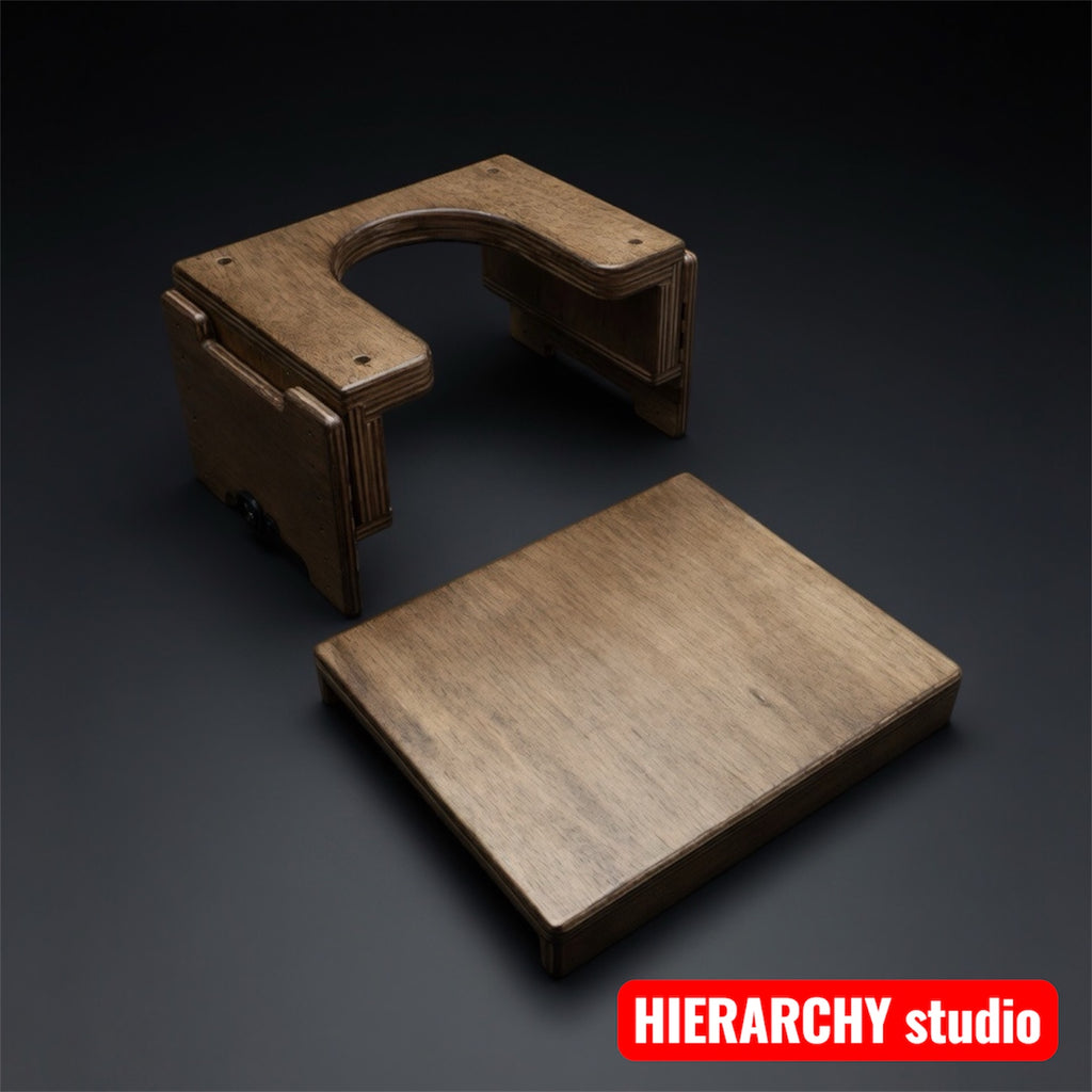 Facesitting stool in bedroom setting, discreet queening chair, wooden femdom furniture, bdsm furniture USA
